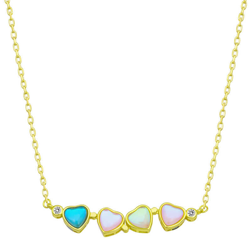 Convertible Clover Heart Necklace - Gold-Tone Iridescent Gemstone
