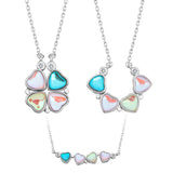 Necklace - Silver-Tone Convertible Multi-Color Heart Clover Pendant