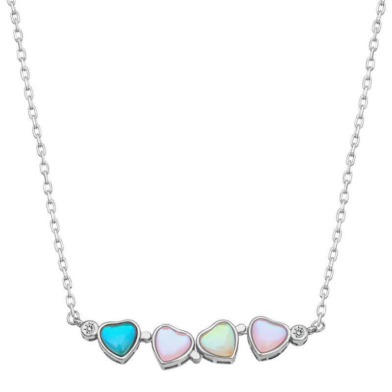 Necklace - Silver-Tone Convertible Multi-Color Heart Clover Pendant