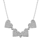 Sterling Silver Convertible Heart Clover Necklace - Sparkling CZ