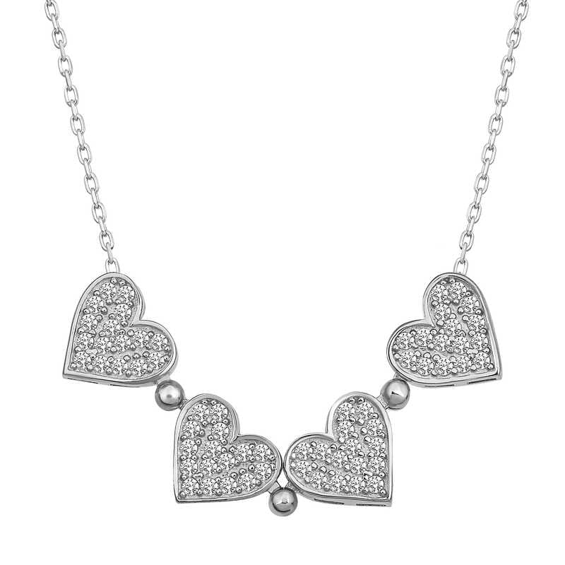 Sterling Silver Convertible Heart Clover Necklace - Sparkling CZ
