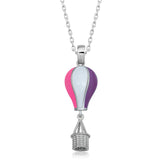 Sterling Silver Enamel Hot Air Balloon Necklace - Whimsical & Colorful