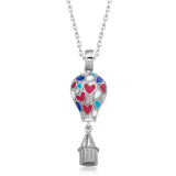 Necklace - Sterling Silver Enamel Whimsical Hot Air Balloon Charm