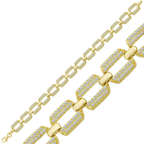 Women's Bracelet - Gold-Plated Sterling Silver Zircon Pave Link