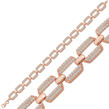 Bracelet - Rose Gold Plated Sterling Silver Zirconia Link