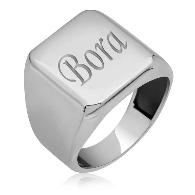 Premium Engraved Square Signet Ring for Men