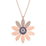 Rose Gold Plated Sterling Silver Daisy Evil Eye Necklace