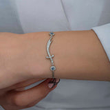 Sterling Silver - Zulfiqar Sword Evil Eye Charm Bracelet