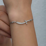 Sterling Silver Zulfiqar Sword Bracelet - Sparkling Dainty Design