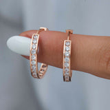 Hoop Earrings - Rose Gold Tone Zirconia Channel Set Eternity