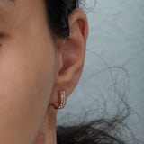 Rose Gold Plated Sterling Silver - Double Row CZ Huggie Hoop Earrings