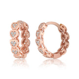 Rose Gold-Tone Heart Huggie Hoop Earrings with Sparkling Zirconia