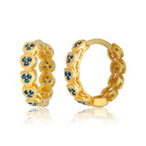 Elegant Gold-Tone Heart Hoop Earrings with Dainty Blue Zircon