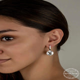 Swarovski Crystal Dangle Earrings - Sterling Silver Faceted Asymmetrical