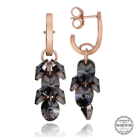 Dangle Earrings - Rose Gold-Tone Swarovski Crystal Cluster