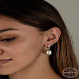 Dangle Earrings - Sterling Silver Elegant Baguette Swarovski Crystal