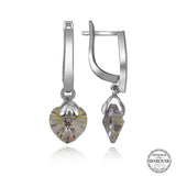 Sterling Silver Swarovski Crystal Heart & Drop Dangle Earrings