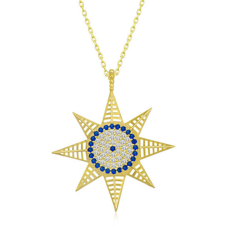 Gold-Plated Sterling Silver North Star Evil Eye Necklace