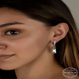 Dangle Earrings - Sterling Silver Baguette Swarovski Crystal