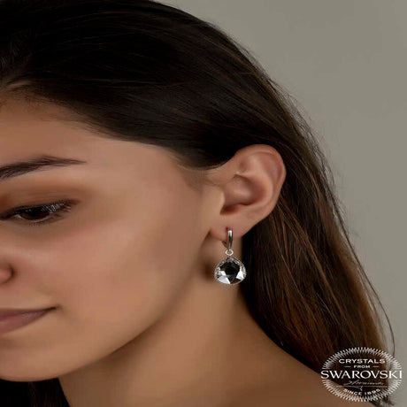 Sterling Silver Swarovski Crystal Teardrop Drop Earrings - Elegant Dangle