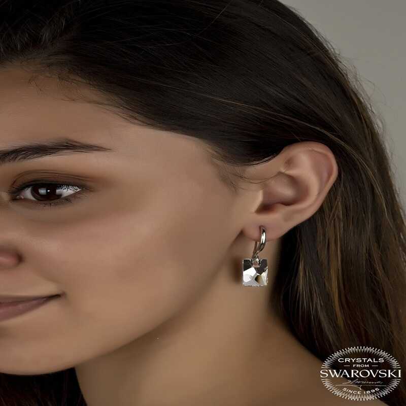 Sterling Silver Swarovski Crystal Baguette Dainty Drop Earrings