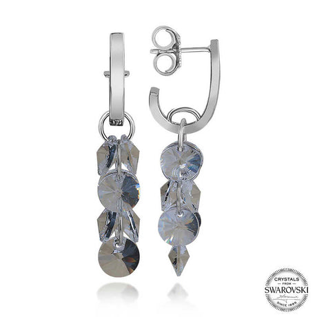 Swarovski Crystal Dangle Earrings - Sterling Silver Cluster Design