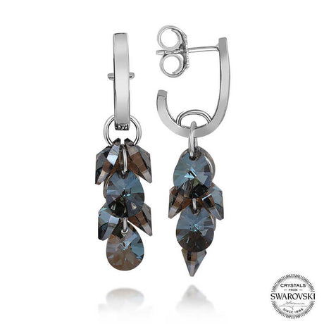 Sterling Silver Swarovski Crystal Cluster Dangle Earrings