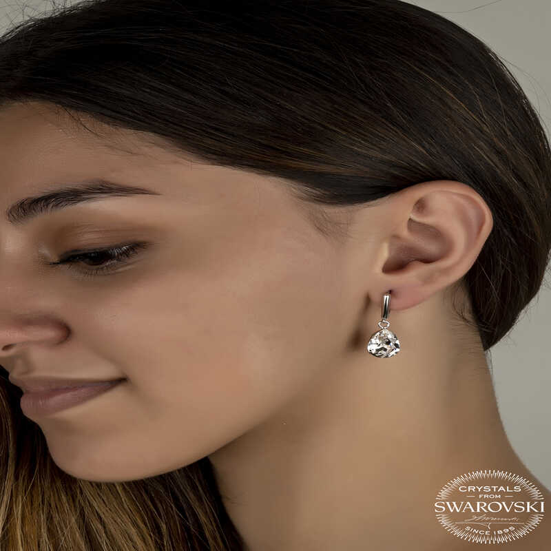 Drop Earrings - Sterling Silver Swarovski Teardrop Dangle