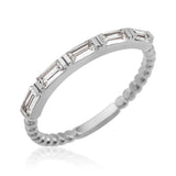 Sterling Silver Baguette Cut Half Eternity Band Ring
