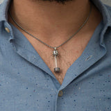 カプセルペンダントネックレス - スターリングシルバー＆ガラスの記念ボトル