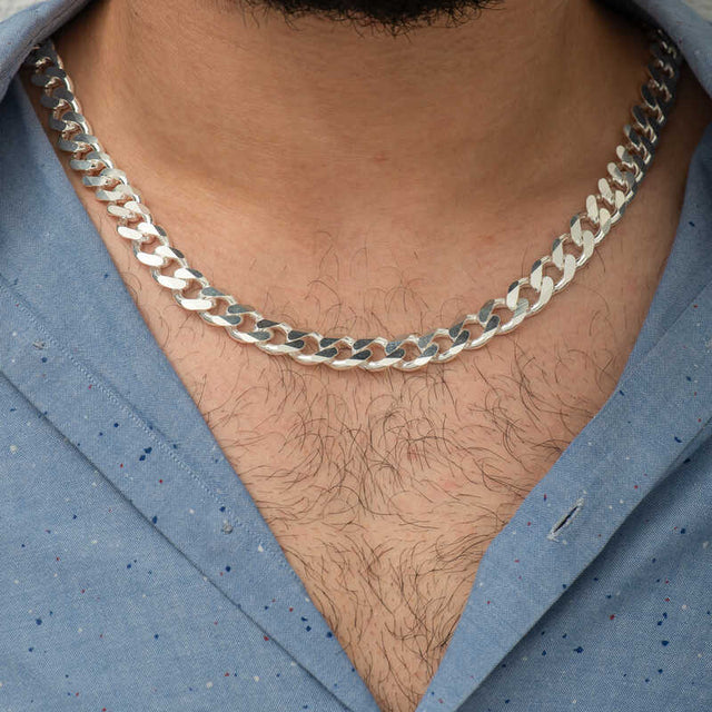 Sterling Silver Curb Chain Necklace - Bold & Classic Men's Style