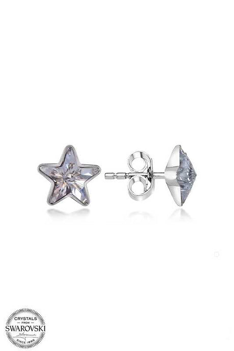 Swarovski Crystal Star Stud Earrings - Sterling Silver