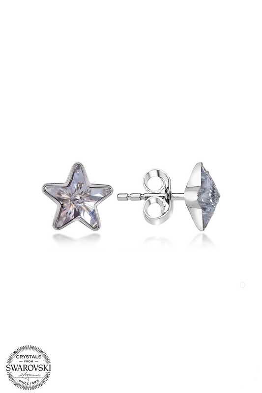 Swarovski Crystal Star Stud Earrings - Sterling Silver