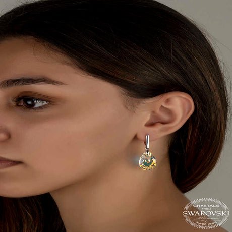 Elegant Sterling Silver Teardrop Swarovski Crystal Dangle Earrings