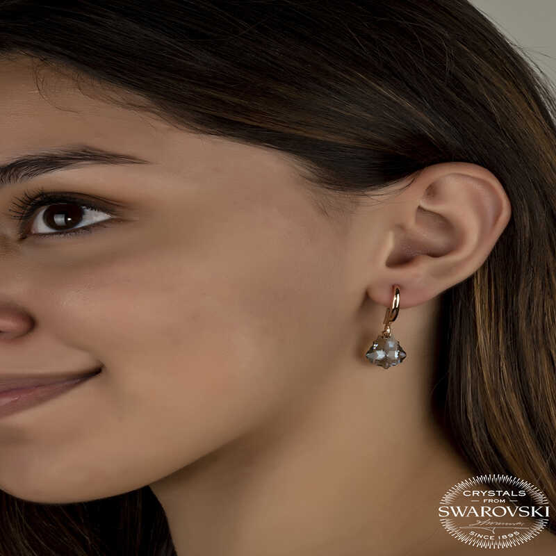 Elegant Rose Gold Tone Dangle Earrings with Faceted Swarovski Crystals