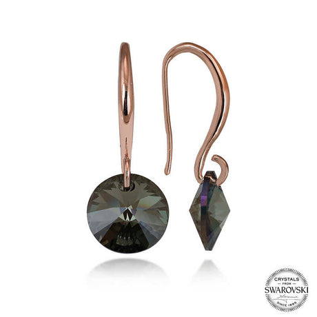 Elegant Dangle Earrings - Rose Gold-Tone Iridescent Swarovski Crystal