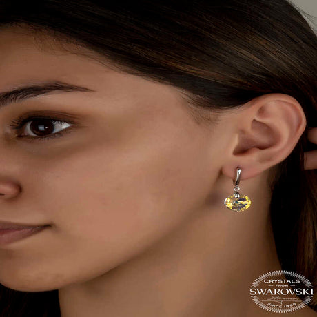 Dangle Earrings - Sterling Silver Iridescent Swarovski Crystal Cut