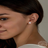 Swarovski Crystal Stud Earrings - Sterling Silver Bezel Set Classic Cut