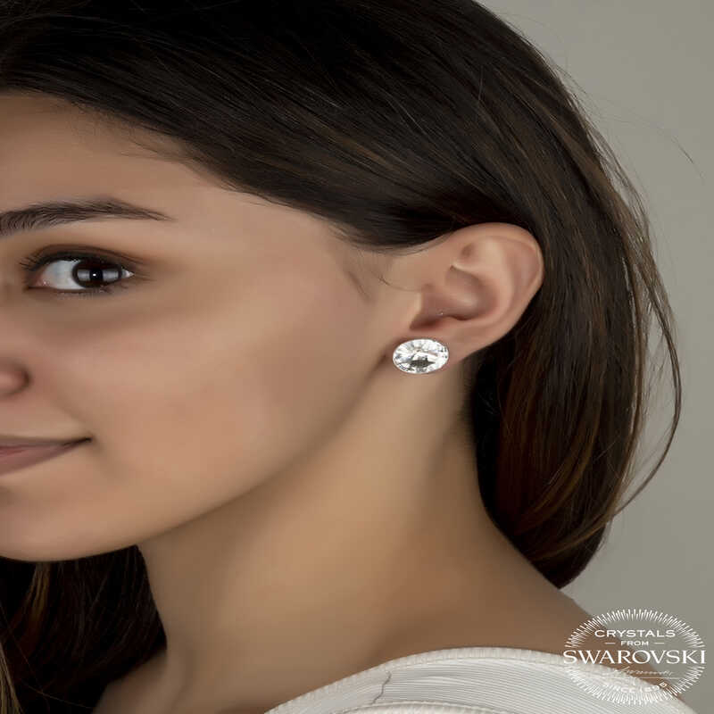 Stud Earrings - Sterling Silver Swarovski Crystal Brilliant Cut