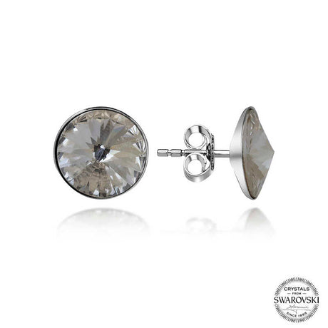 Stud Earrings - Sterling Silver Sparkling Swarovski Crystal Solitaire