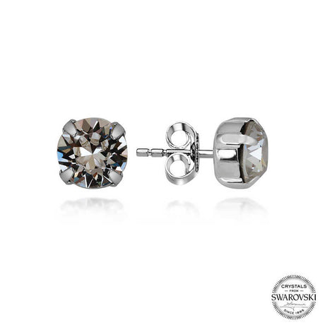Stud Earrings - Sterling Silver Solitaire Swarovski Crystal