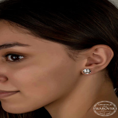 Sterling Silver Swarovski Crystal Solitaire Stud Earrings