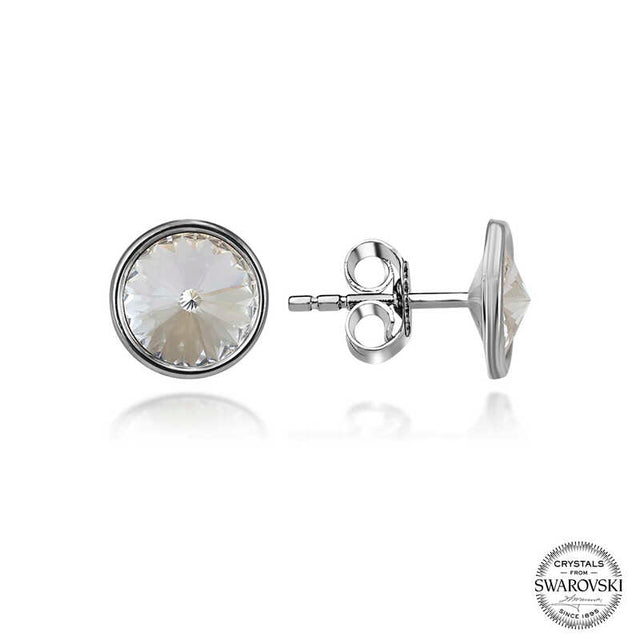 Swarovski Crystal Stud Earrings - Sterling Silver Brilliant Cut