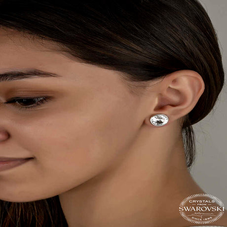 Swarovski Crystal Stud Earrings - Sterling Silver Brilliant Cut