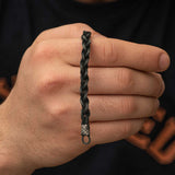 Oxidized Silver Braided Bracelet - Intricate Hand-Woven Design