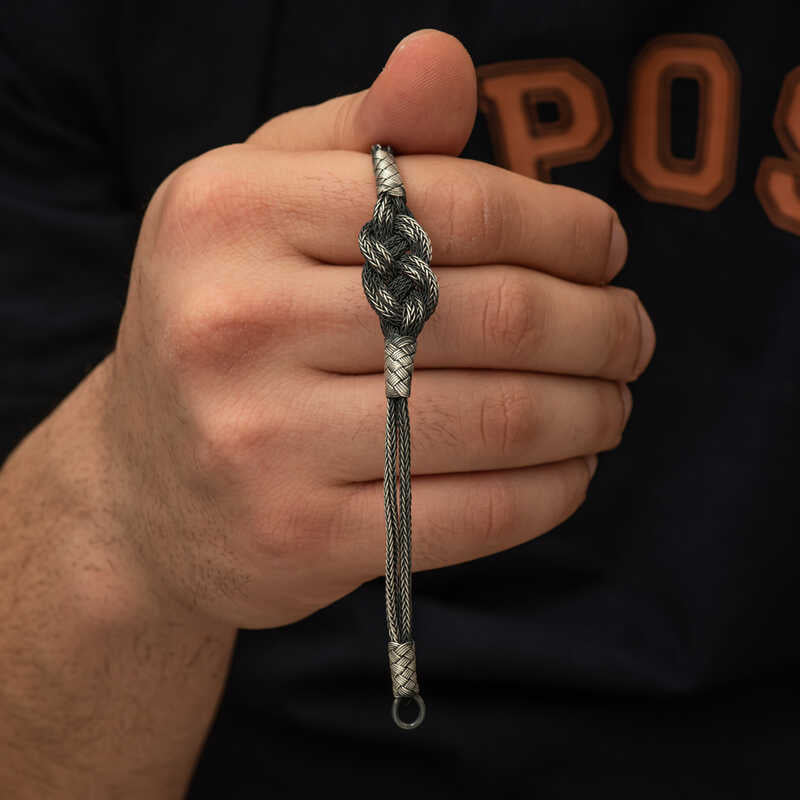 Sterling Silver Knot Bracelet - Handcrafted Braided Design