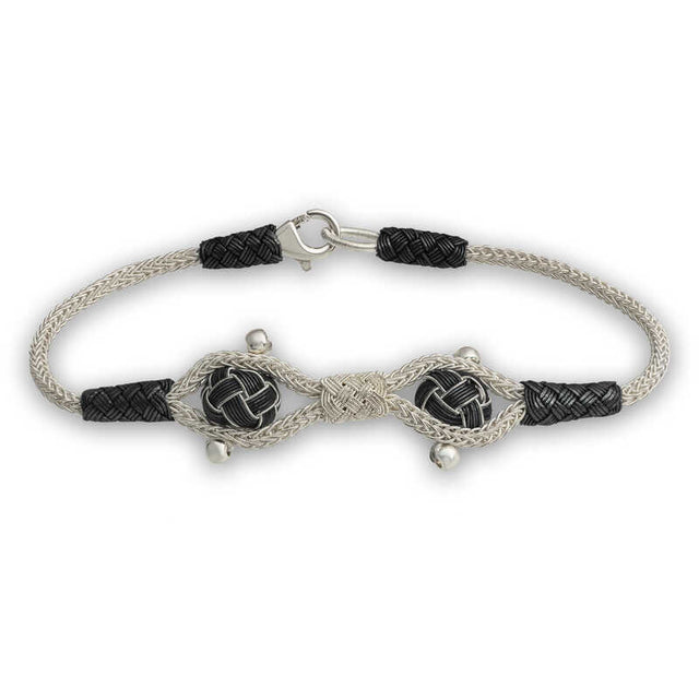 Bracelet - Sterling Silver & Black Kazaziye Knotted Design
