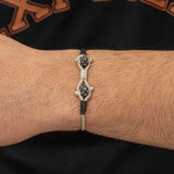 Náramek - stříbro 925 a černý uzlovaný design Kazaziye