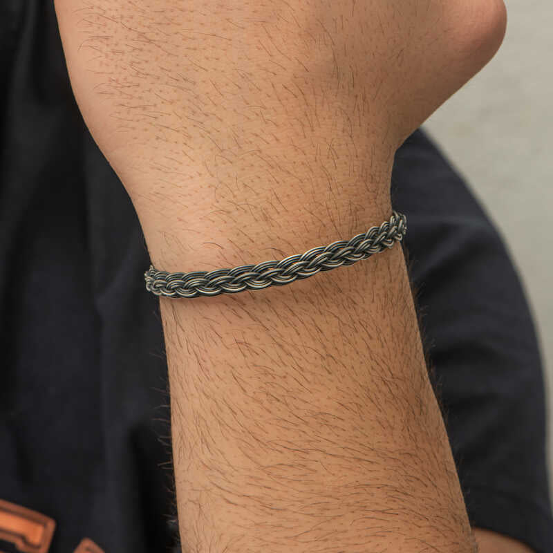 Zilveren Sterling - Geoxideerde Kazaziye Gevlochten Armband