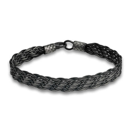 Silver Woven Bracelet - Intricate Oxidized Kazaziye Design